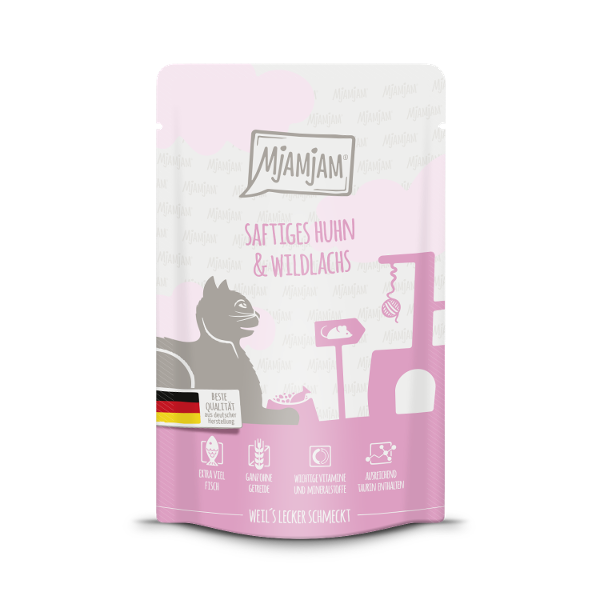 Mjamjam Katten Maaltijdzakje 125g - Sappige kip en wilde zalm Mjamjam Katten Maaltijdzakje 125g - Sappige kip en wilde zalm