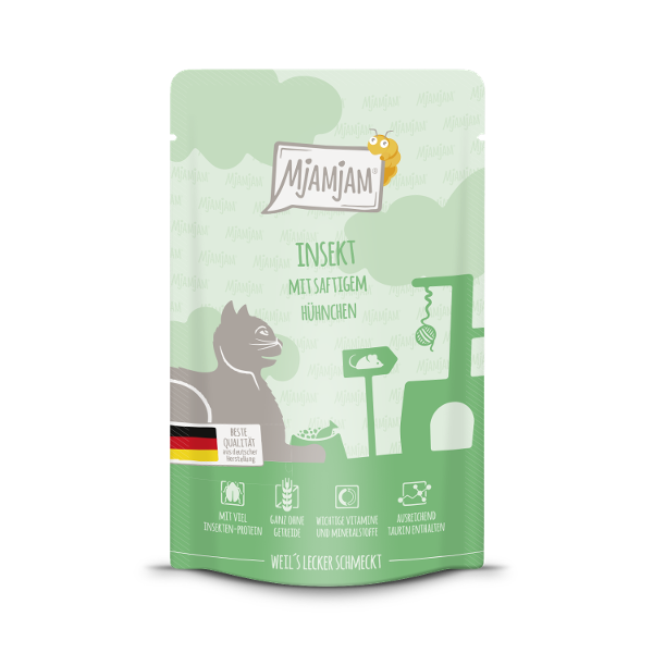 Mjamjam Katten Maaltijdzakje 125g - Insect - met sappige kip Mjamjam Katten Maaltijdzakje 125g - Insect - met sappige kip
