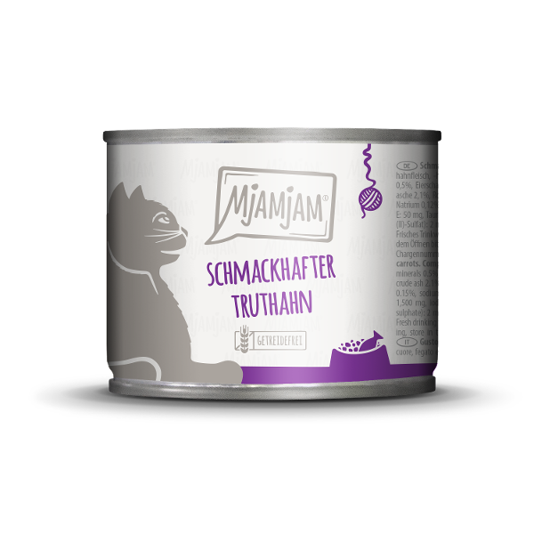 Mjamjam Katten Maaltijd Blikje 200g kalkoen met worteltjes