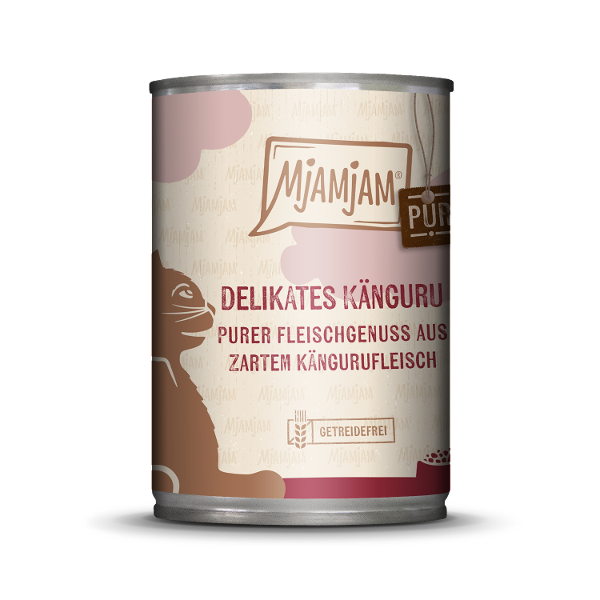 Mjamjam Puur Vlees Kattenblikje 400g - Puur vleesgenot - heerlijke pure kangoeroe Mjamjam Puur Vlees Kattenblikje 400g - Puur vleesgenot - heerlijke pure kangoeroe
