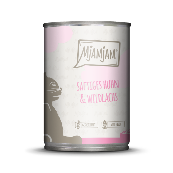 Mjamjam Katten Maaltijd Blik 400g - Sappige kip en wilde zalm Mjamjam Katten Maaltijd Blik 400g - Sappige kip en wilde zalm
