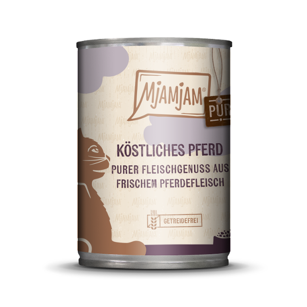 Mjamjam Puur Vlees Kattenblikje 400g - Puur vleesgenot - heerlijk puur paard Mjamjam Puur Vlees Kattenblikje 400g - Puur vleesgenot - heerlijk puur paard