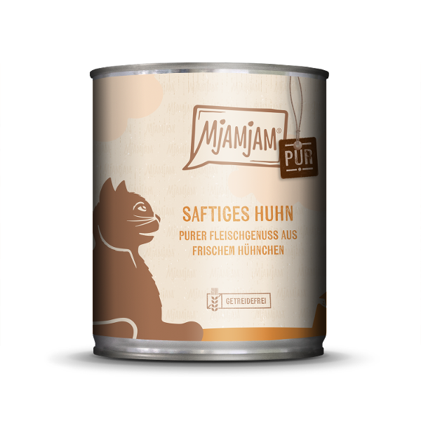 Mjamjam Puur Vlees Kattenblik 800g -sappige kip pure