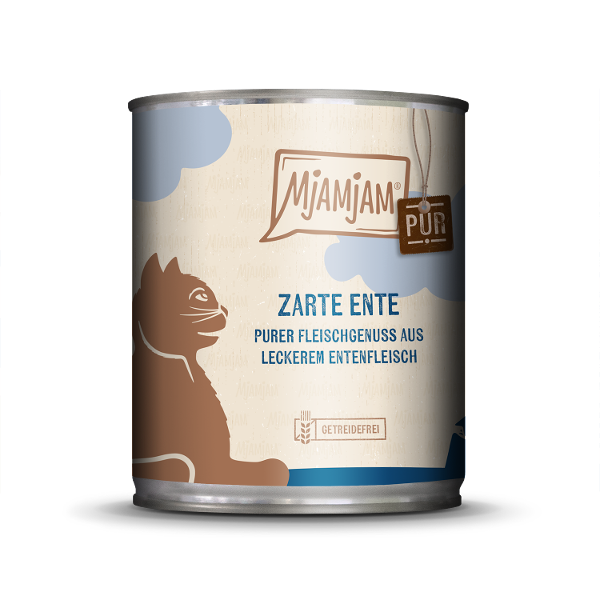 Mjamjam Puur Vlees Kattenblik 800g - malse eend pure