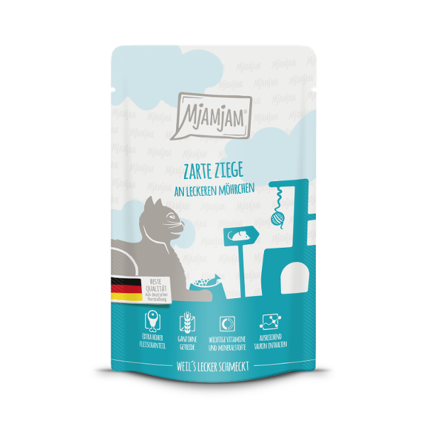 Mjamjam Katten Maaltijdzakje 125g - Malse geit met heerlijke worteltjes Mjamjam Katten Maaltijdzakje 125g - Malse geit met heerlijke worteltjes