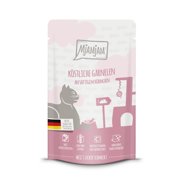 Mjamjam Katten Maaltijdzakje 125g - Heerlijke garnalen op sappige kip Mjamjam Katten Maaltijdzakje 125g - Heerlijke garnalen op sappige kip