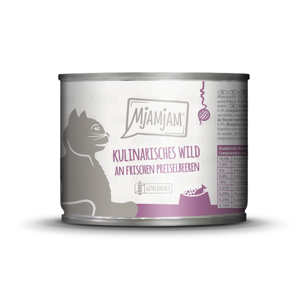 Mjamjam Katten Maaltijd Blikje 200g Wild met veenbessen Mjamjam Katten Maaltijd Blikje 200g Wild met veenbessen