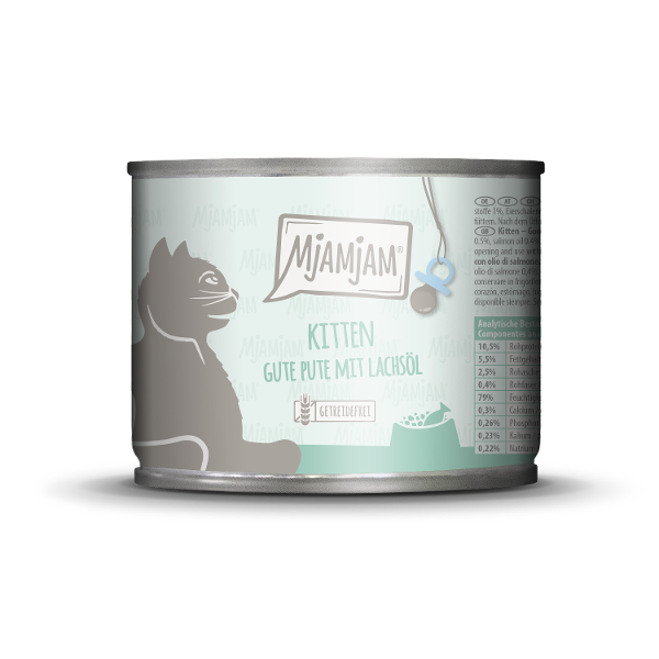 Mjamjam Kitten Blikje 200g kalkoen met zalmolie