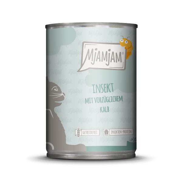 Mjamjam Katten Maaltijd Blik 400g - Insect - met uitstekend kalf