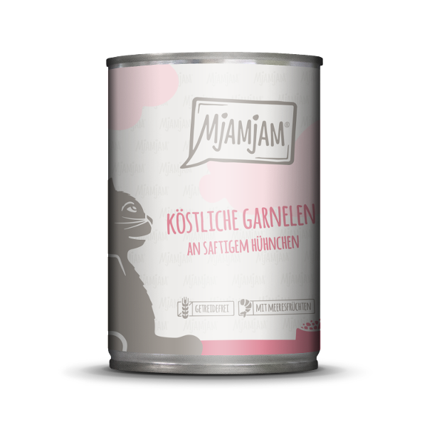 Mjamjam Katten Maaltijd Blik 400g - Heerlijke garnalen op sappige kip