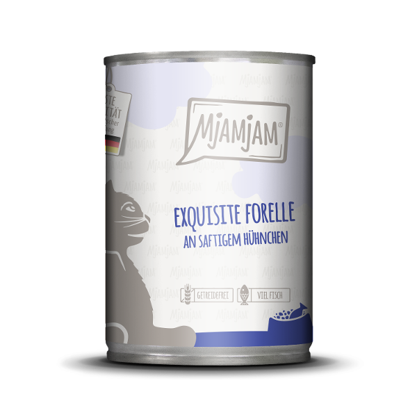 Mjamjam Katten Maaltijd Blik 400g forel met kip Mjamjam Katten Maaltijd Blik 400g forel met kip
