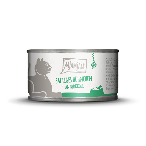 Mjamjam Katten Natvoer Blikje 100g Sappige Kip Met Broccoli