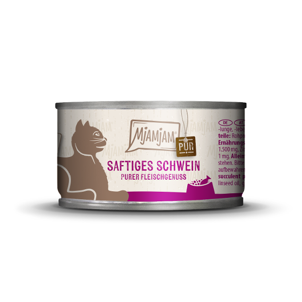 Mjamjam Katten Natvoer Blikje 100g Puur vleesgenot - puur sappig varkensvlees