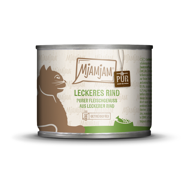 Mjamjam Puur Vlees Kattenblikje 200g - Puur vleesgenot - puur sappig varkensvleesPuur vleesgenot - heerlijk puur rundvlees