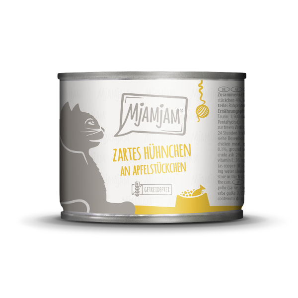Mjamjam Katten Maaltijd Blikje 200g kip met appelstukjes