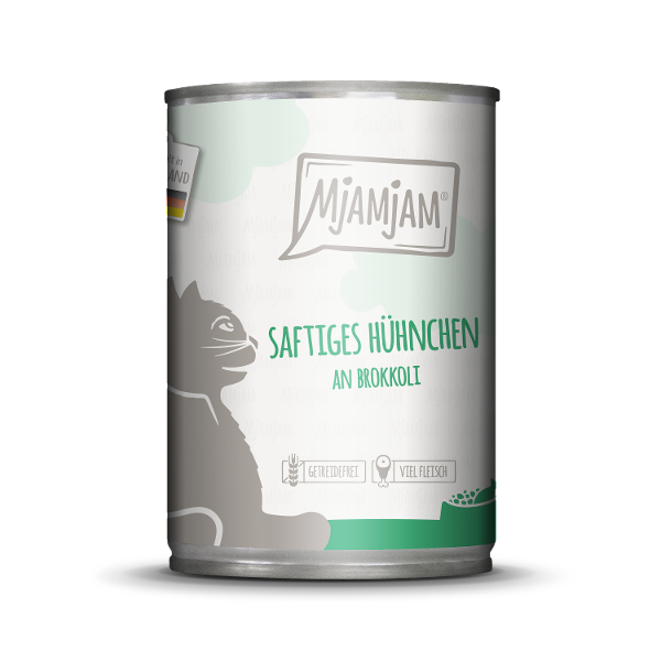 Mjamjam Katten Maaltijd Blik 400g - Sappige Kip Met Broccoli