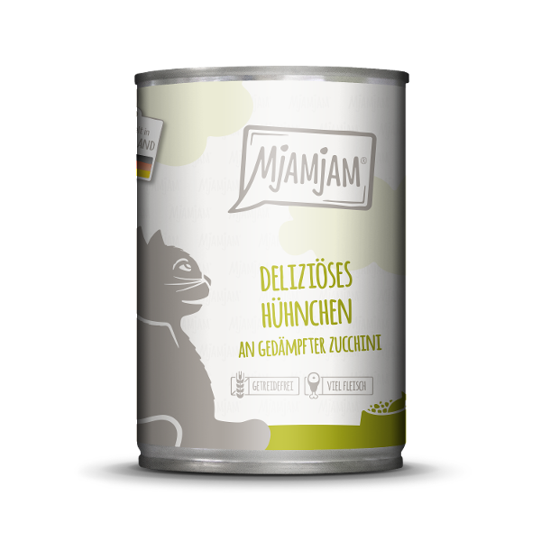 Mjamjam Katten Maaltijd Blik 400g Kip met courgette