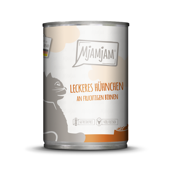Mjamjam Katten Maaltijd Blik 400g Kip met peren