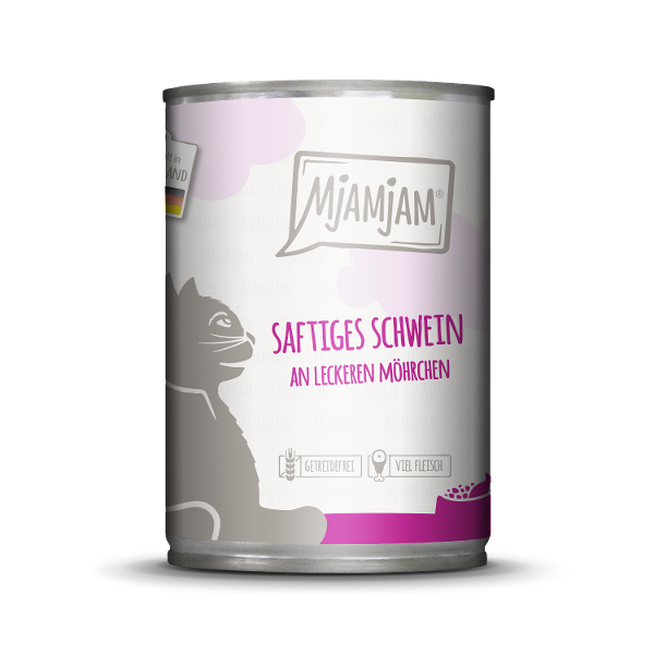 Mjamjam Katten Maaltijd Blik 400g - Sappig varkensvlees met heerlijke worteltjes Mjamjam Katten Maaltijd Blik 400g - Sappig varkensvlees met heerlijke worteltjes