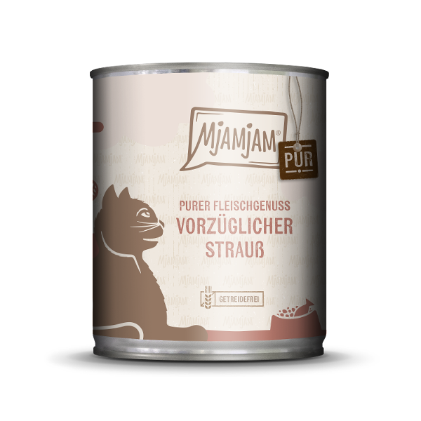 Mjamjam Puur Vlees Kattenblik 800g struisvogel puur Mjamjam Puur Vlees Kattenblik 800g struisvogel puur