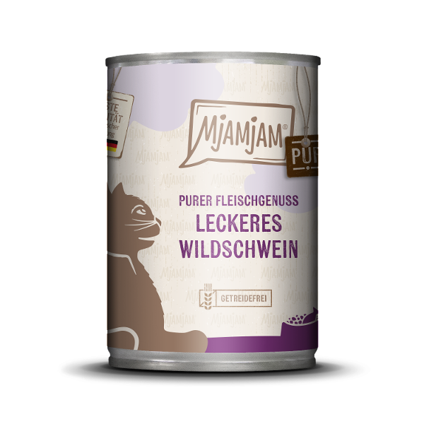 Mjamjam Puur Vlees Kattenblik 400g Wild zwijn puur
