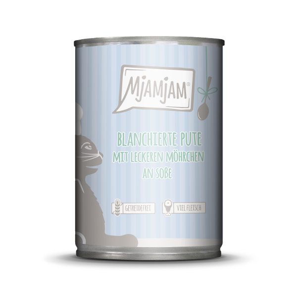 Mjamjam Saus Feest Kat 380g -Geblancheerde kalkoen met heerlijke worteltjes in saus