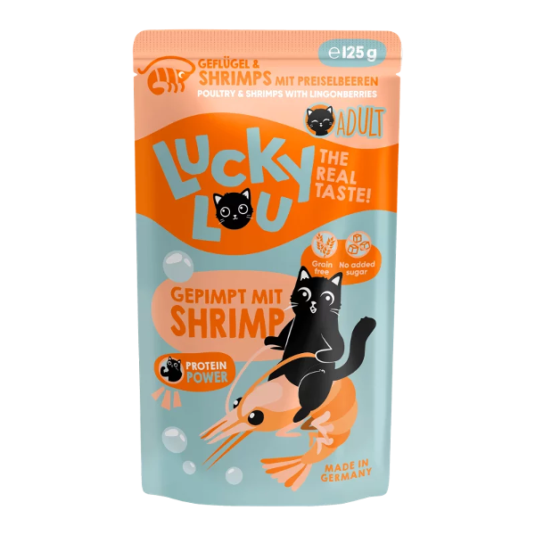 Lucky Lou LifeStage Adult 125g gevogelte & garnalen Lucky Lou LifeStage Adult 125g gevogelte & garnalen