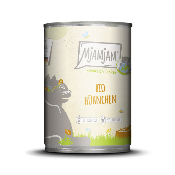 Mjamjam Bio natvoer kat kip 400g Mjamjam Bio natvoer kat kip 400g