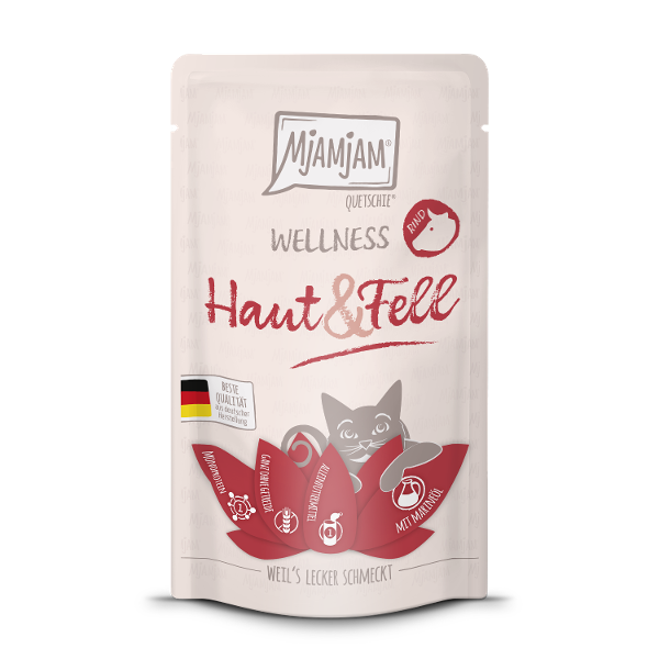 Mjamjam Wellness natvoer kat 125g Huid & Vacht Rundvlees Mjamjam Wellness natvoer kat 125g Huid & Vacht Rundvlees