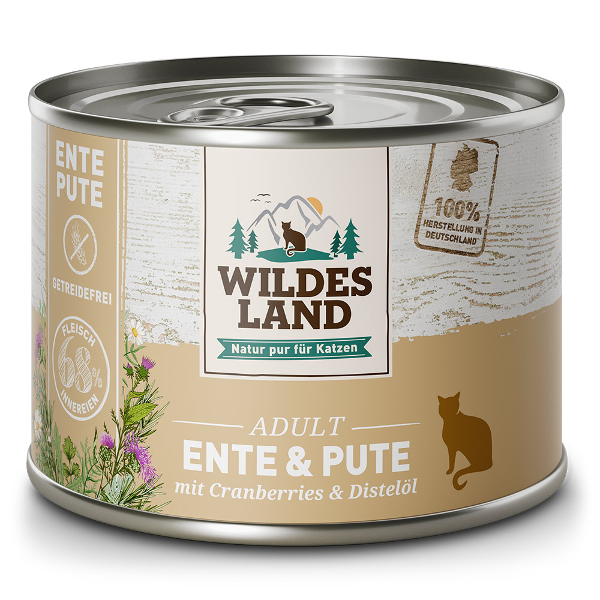 Wildes Land Classic Katten Blikjes 200g Eend & Kalkoen