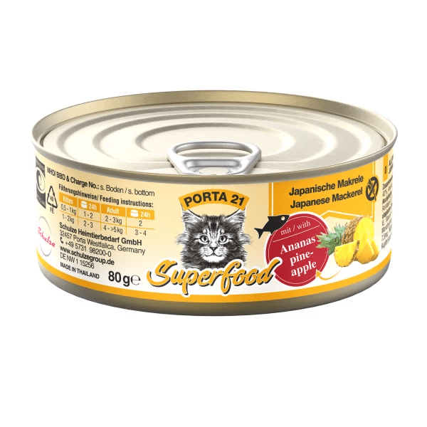 Porta21 Superfood natvoer voor katten 80g makreel met ananas Porta21 Superfood natvoer voor katten 80g makreel met ananas
