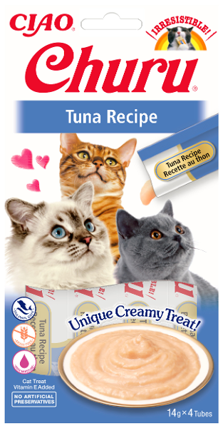 Inaba Churu Puree Cat Tonijn 4 x 14g Inaba Churu Puree Cat Tonijn 4 x 14g