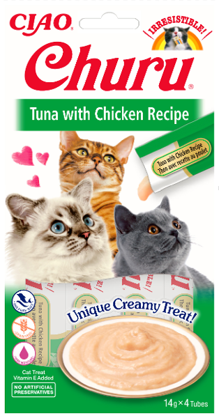 Inaba Churu Puree Tonijn met kip 4 x 14g Inaba Churu Puree Tonijn met kip 4 x 14g