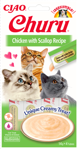 Inaba churu puree Kip met Sint-Jakobsschelp 4 x 14g Inaba churu puree Kip met Sint-Jakobsschelp 4 x 14g
