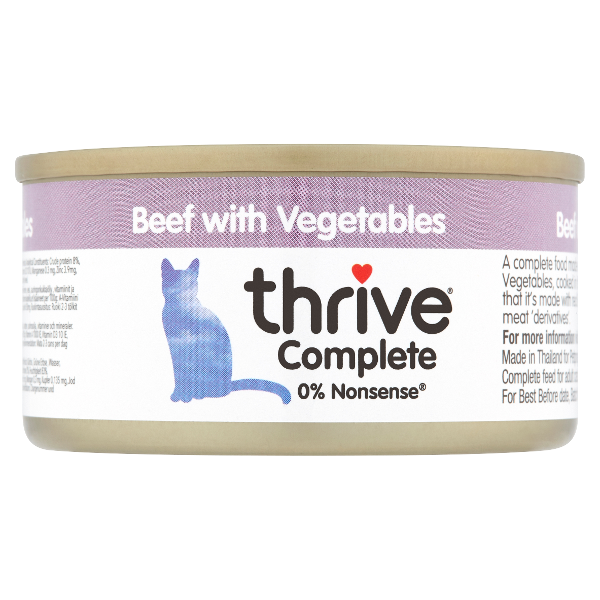 Thrive Complete natvoer kat 75g rundvlees met groenten Thrive Complete natvoer kat 75g rundvlees met groenten