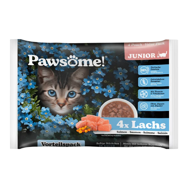 Pawsome Kitten natvoer 85g multipack 4 x zalm Pawsome Kitten natvoer 85g multipack 4 x zalm