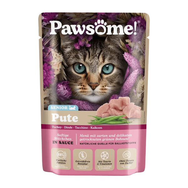 Pawsome Senior natvoer kat 85g kalkoen Pawsome Senior natvoer kat 85g kalkoen