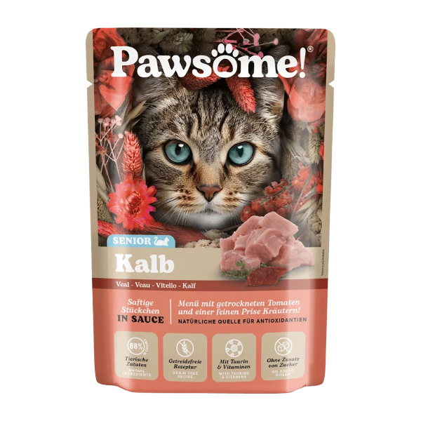 Pawsome Senior natvoer kat 85g kalf Pawsome Senior natvoer kat 85g kalf