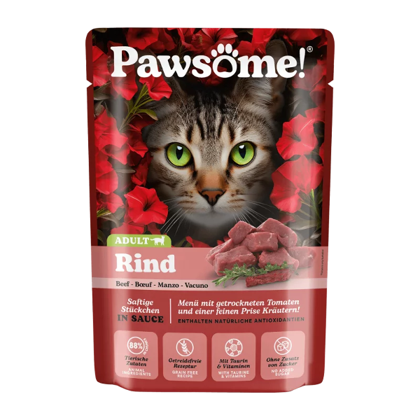 Pawsome Adult natvoer kat 85g rundvlees