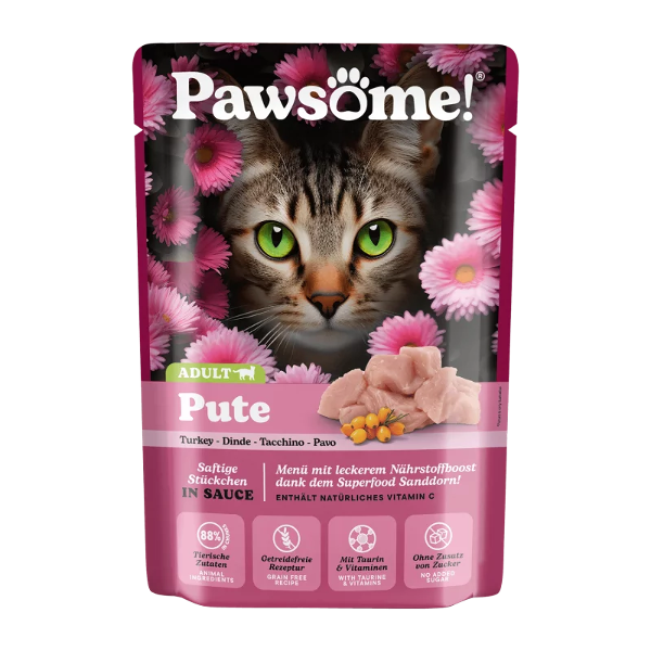 Pawsome Adult natvoer kat 85g kalkoen Pawsome Adult natvoer kat 85g kalkoen