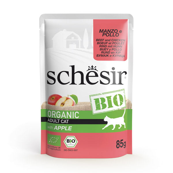 Schesir Bio natvoer kat 85g rund & kip