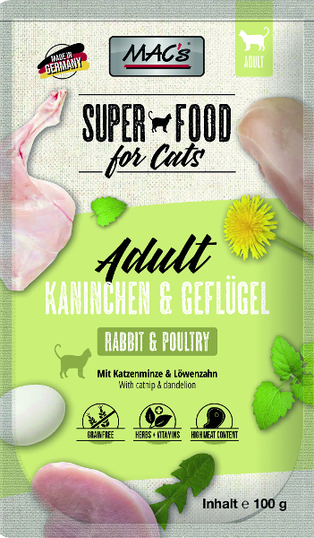 Mac's Kattenvoer Zakjes 100g konijn & gevogelte