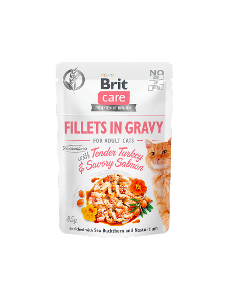 Brit Care Cat maaltijdzakje 85g kalkoen & zalm Brit Care Cat maaltijdzakje 85g kalkoen & zalm