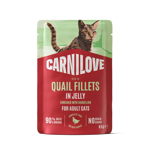 Carnilove katten zakjes in jelly 85g kwartel