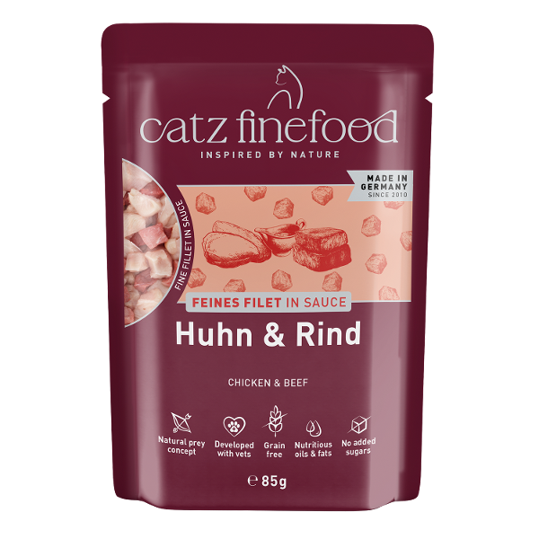 Catz Finefood FEINES FILET IN SAUCE 85g kip & rundvlees Catz Finefood FEINES FILET IN SAUCE 85g kip & rundvlees