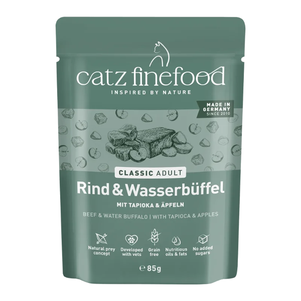 Catz Finefood CLASSIC Adult 85g Rundvlees & Waterbuffel Catz Finefood CLASSIC Adult 85g Rundvlees & Waterbuffel