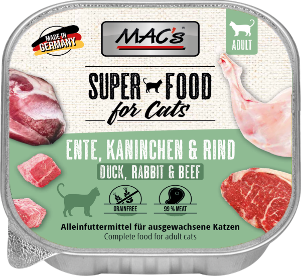 Mac's Kattenvoer Kuipjes 100g Eend, konijn & rund Mac's Kattenvoer Kuipjes 100g Eend, konijn & rund