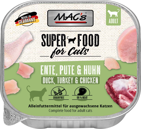 Mac's Kattenvoer Kuipjes 100g Eend, kalkoen & kip Mac's Kattenvoer Kuipjes 100g Eend, kalkoen & kip