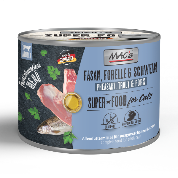 Mac's Cat Fijnproever blik 200g fazant, forel & varkensvlees