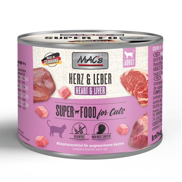 Mac's Katten Natvoer Blikjes 200g hart & lever Mac's Katten Natvoer Blikjes 200g hart & lever
